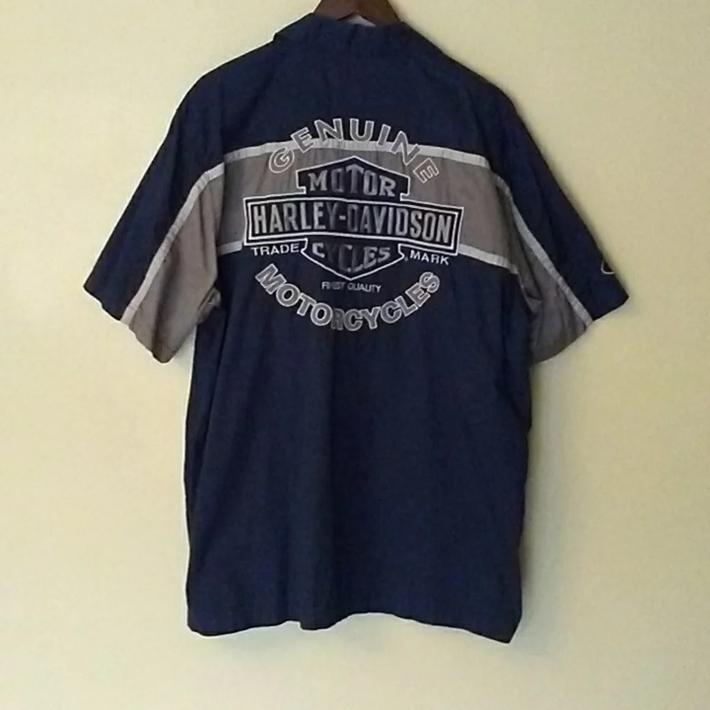 Harley-Davidson Mechanic Shirt Genuine Short Sleeve Motorcycle Logo Patches XL
